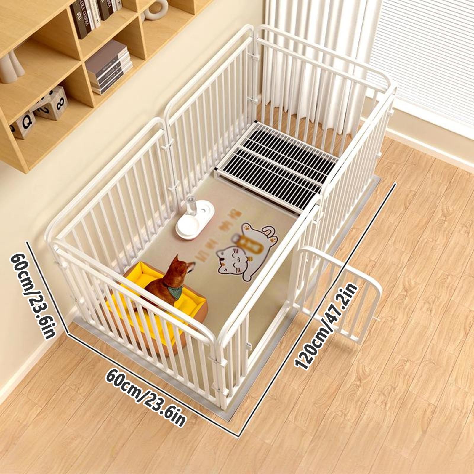 Parque para Perros Vallas para Perros， Corralito para Perros Pequeños y Medianos de Acero para Interior y Exterior，para Cachorros, Gatos, Conejos, Hurones(White,B_47.2X23.6X23.6IN)
