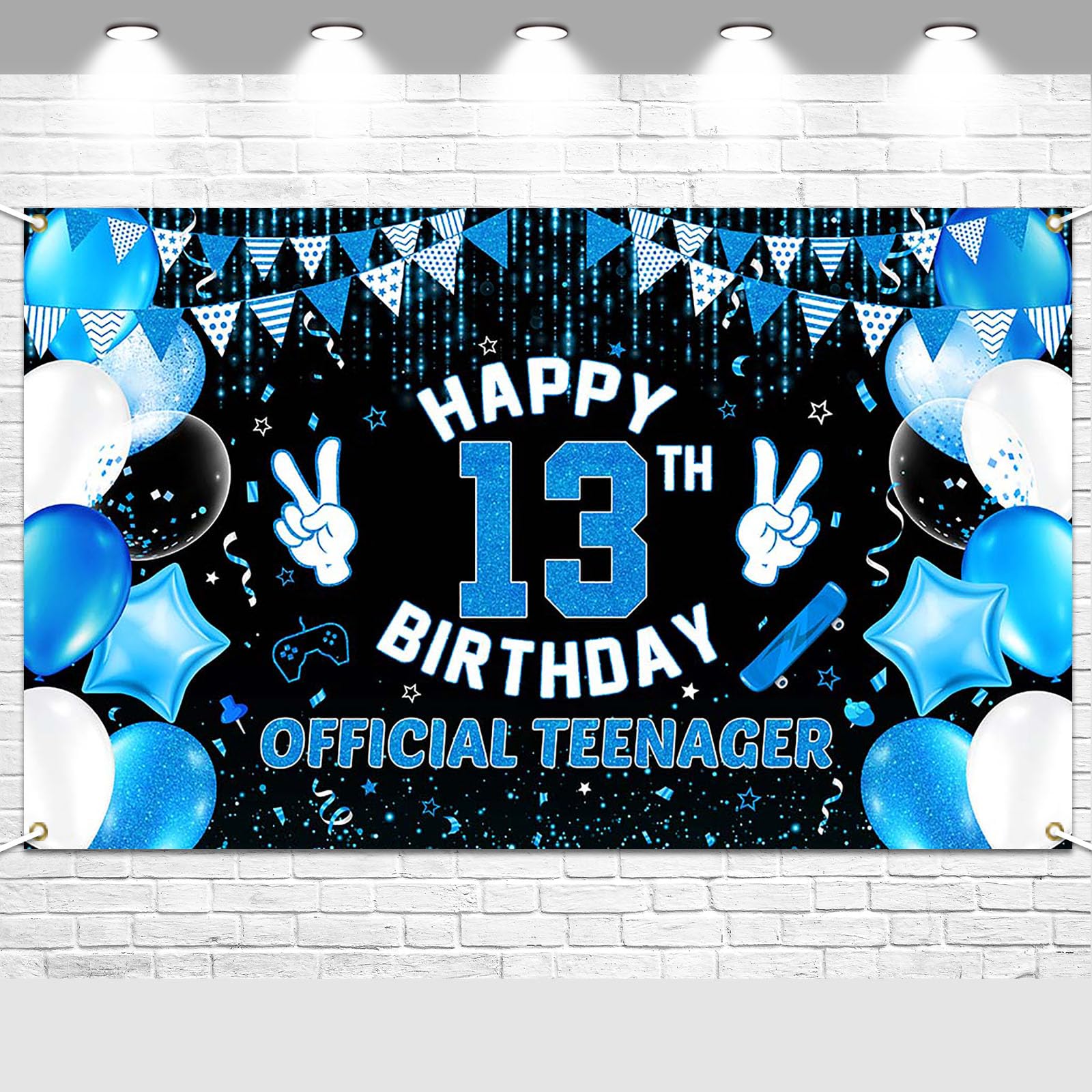 Avezano 13th Birthday Decorations for Boys Official Teenager Happy 13th Birthday Banner 6 x 3.6 ft Cheers 13 Years Old Birthday Party Backdrop
