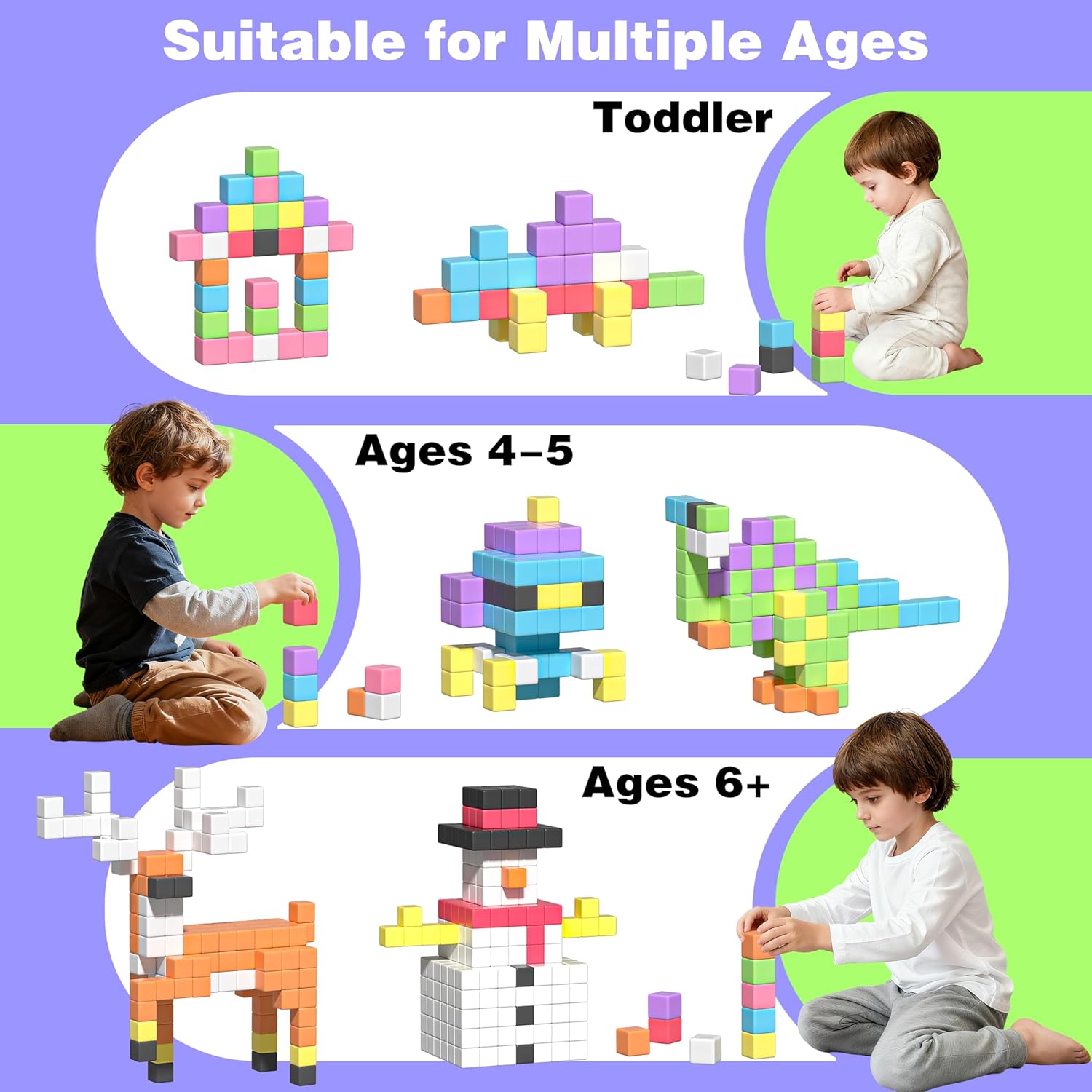 Magnetic Blocks, Magnet Building Cubes for Toddlers, Classroom Must Haves STEM Educational Toys for Kids, Autism Sensory Montessori Magnet Toys for 3 4 5 6 7 8 Year Old, Gift for Boys Girls - Image 4