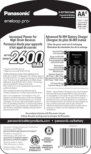 Miniatura 2 de Paquete de alimentación de alta capacidad Panasonic Eneloop Pro 4 AA Incluye 4 baterías eneloopr xx aa precargadas