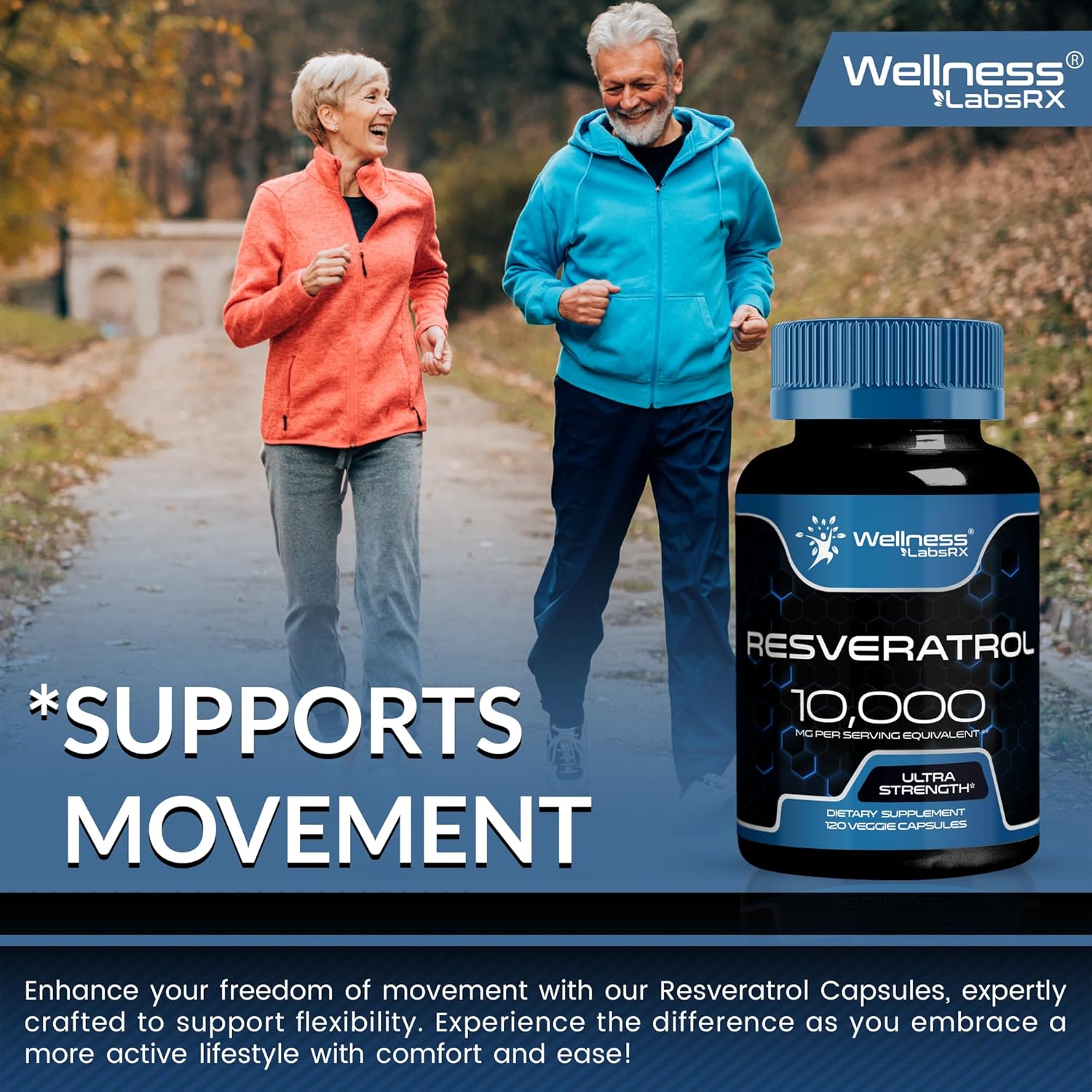 WELLNESS LABSRX Resveratrol Supplement 1000mg, 120 Capsules (60 Days Supply), Ultra-Strength High Purity Trans-Resveratrol for Healthy Aging, Anti-Aging and Heart Health Support - Vegan, Keto - Image 7