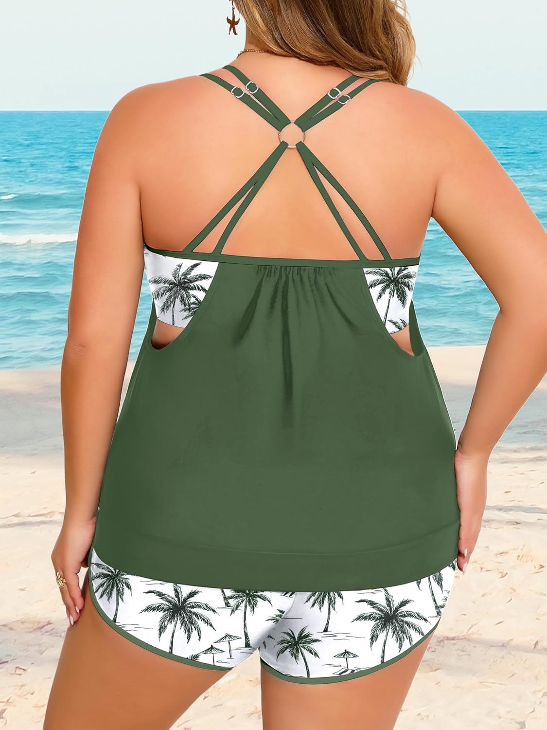 Plus Size Tankini Swimsuits for Women-Two Piece Tummy Control Bathing Suit with Pocketed Boyshorts Swimwear 2026