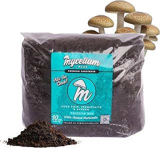 Mycelium Plus CVG Mushroom Substrate | 10LB Organic Blend with Coco Coir, Vermiculite, Gypsum & Cultivation Enhancer | Pre-Sterilized for Dung-Loving Mushrooms | Ideal for Monotubs & Bag Grows