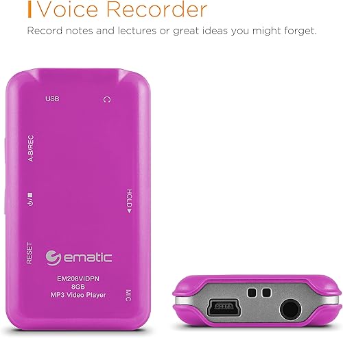 Miniatura 4 de Reproductor de vídeo MP3 Ematic con sintonizador FM Rosado