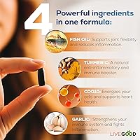 Vista 4 de LIVEGOOD™ Factor 4, Omega 3 Fish Oil with EPA & DHA, CoQ10, and Turmeric, Advanced Q10 Coenzyme & CoQ10 Supplements, DHA Supplements for Heart