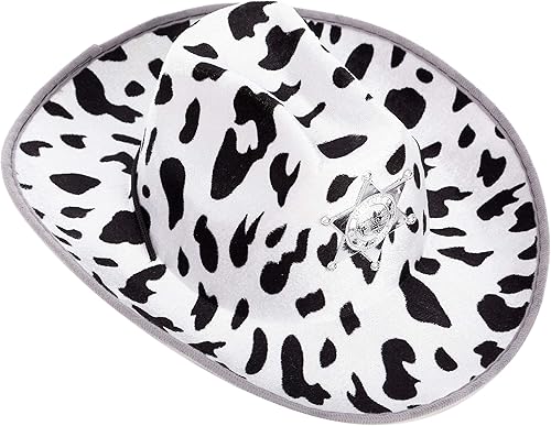 Miniatura 7 de Spooktacular Creations 2 sombreros de vaquero con estampado de vaca de fieltro, sombrero de vaquera para niñas, accesorio de disfraz de Halloween,