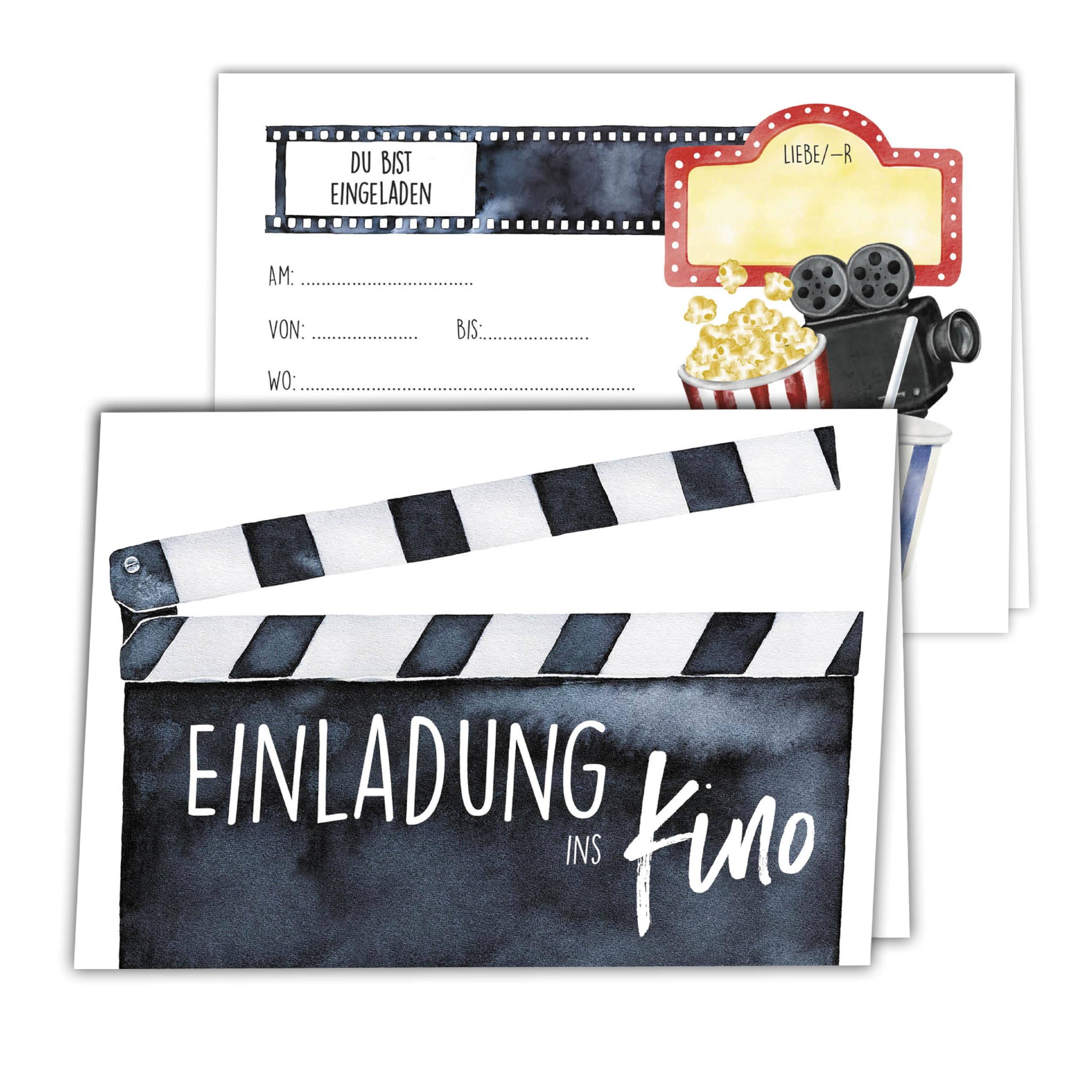 12 Kino-Einladungskarten Für Kindergeburtstag – Lustige Film-Einladungen Für Mädchen & Jungen