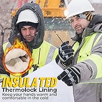 Vista 32 de HANDLANDY Guantes de trabajo aislados, guantes térmicos de invierno impermeables para hombres y mujeres Negro-Amarillo