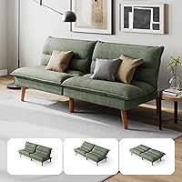 Vista 11 de LINSY HOME Sofá cama tipo futón – Sofá cama de pana convertible con respaldo ajustable, moderno sofá cama pequeño para espacios pequeños, sala