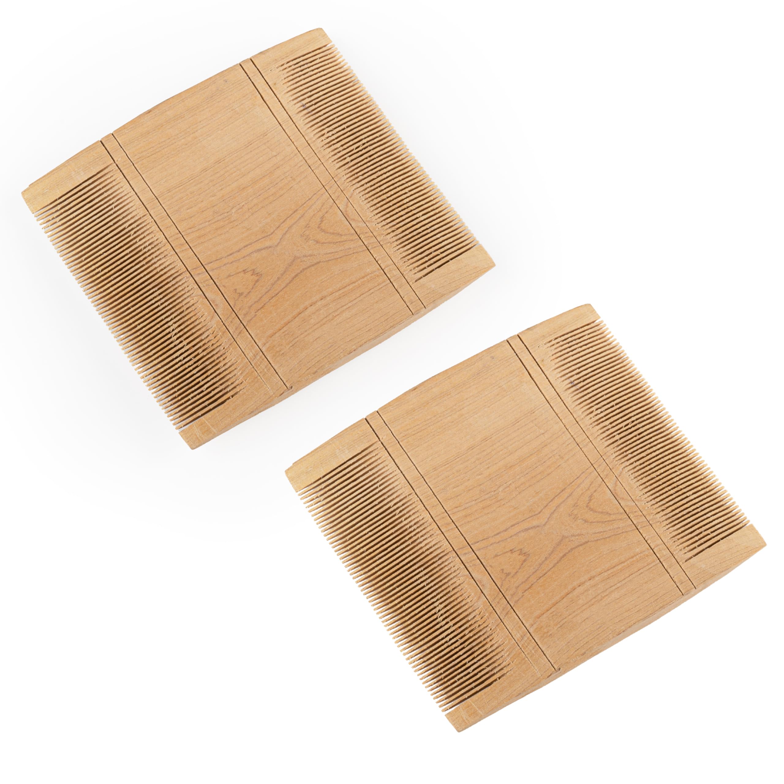 Wooden Fine-Tooth Dust-Lice Comb | Handmade Wooden Nit Comb | Perfect for Lice Eeru Nits Eggs Bugs Removal from Hairs | Natural Wooden Double-Sided Fine-Tooth Lice Comb for Men Women Kids | 9 X 9 cm size | ( Pack of 2 )-image-6