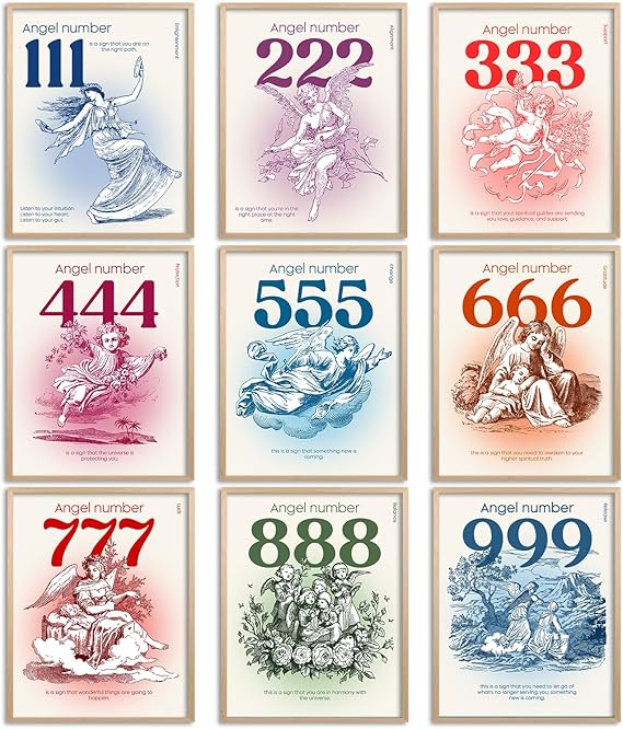 Amazon.com: Elegend Angel Numbers Poster Set of 9 – Beautifully ...