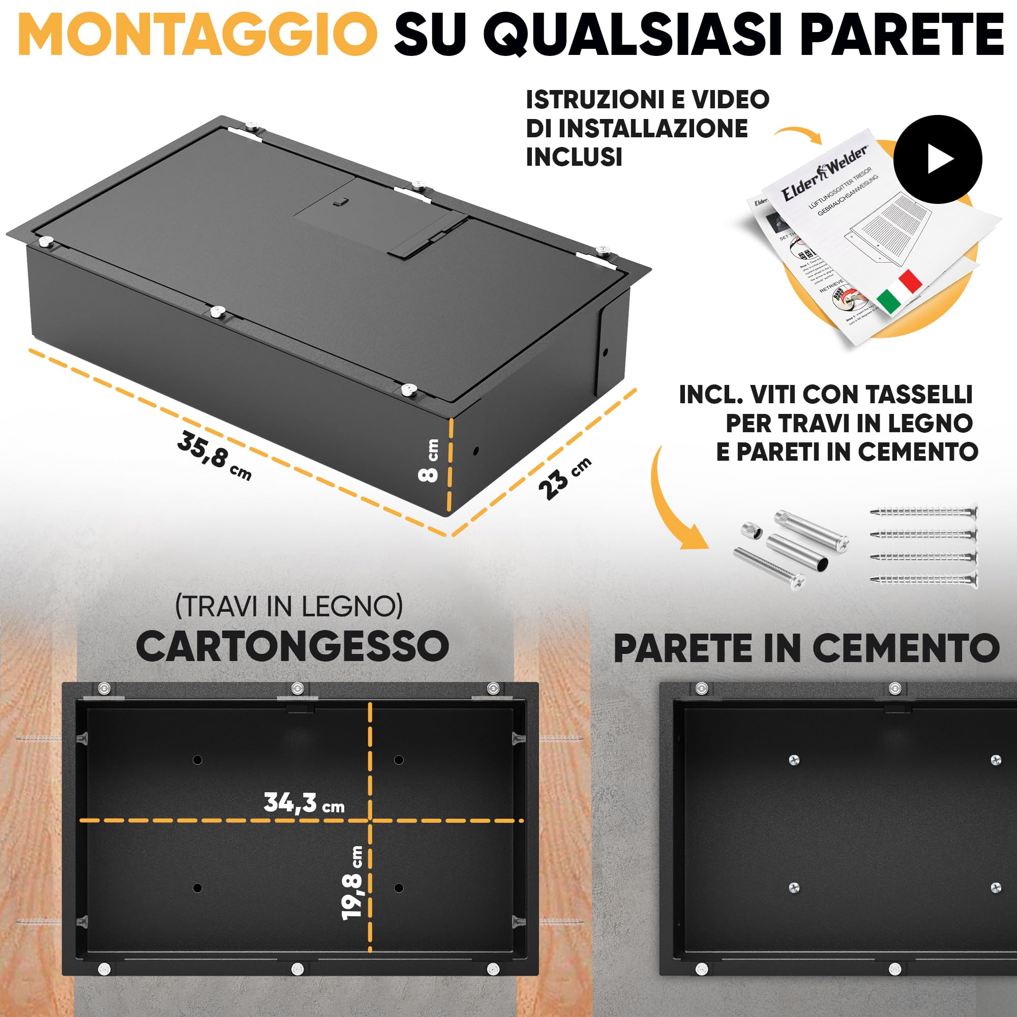 Elder Welder® Cassaforte a Muro Invisibile con Griglia di Ventilazione | Serratura a Combinazione Nascosta | Cassaforte Invisibile a Scomparsa | Nascondiglio Segreto | Casseforti Invisibili