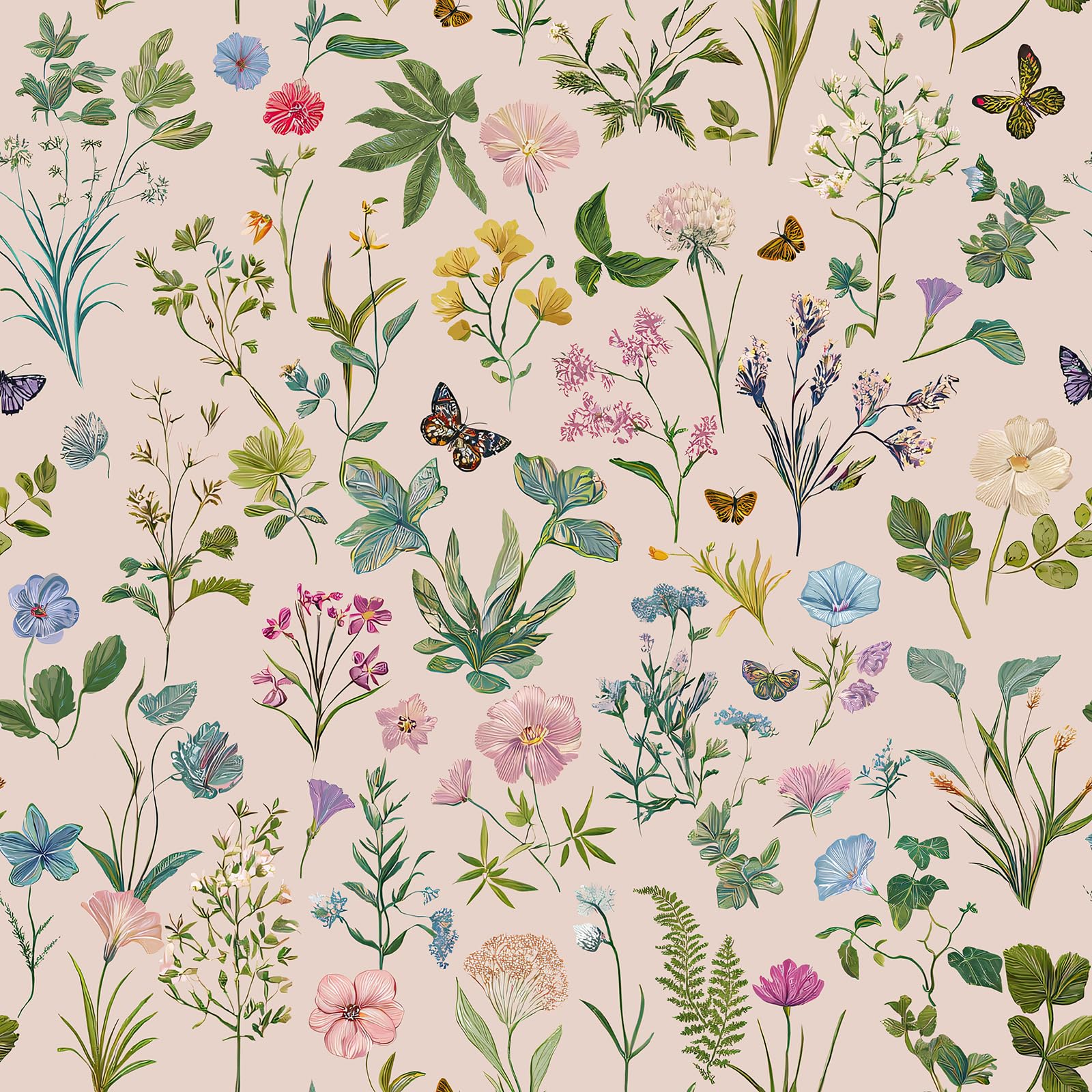VaryPaper Floral Self Adhesive Wallpaper Flower Patterned Sticky Back Plastic 44.5cmx200cm Removable Pale Pink Contact Paper Girls Wallpaper for Bedroom Hallway Drawer Liner Cupboards Furniture Wrap
