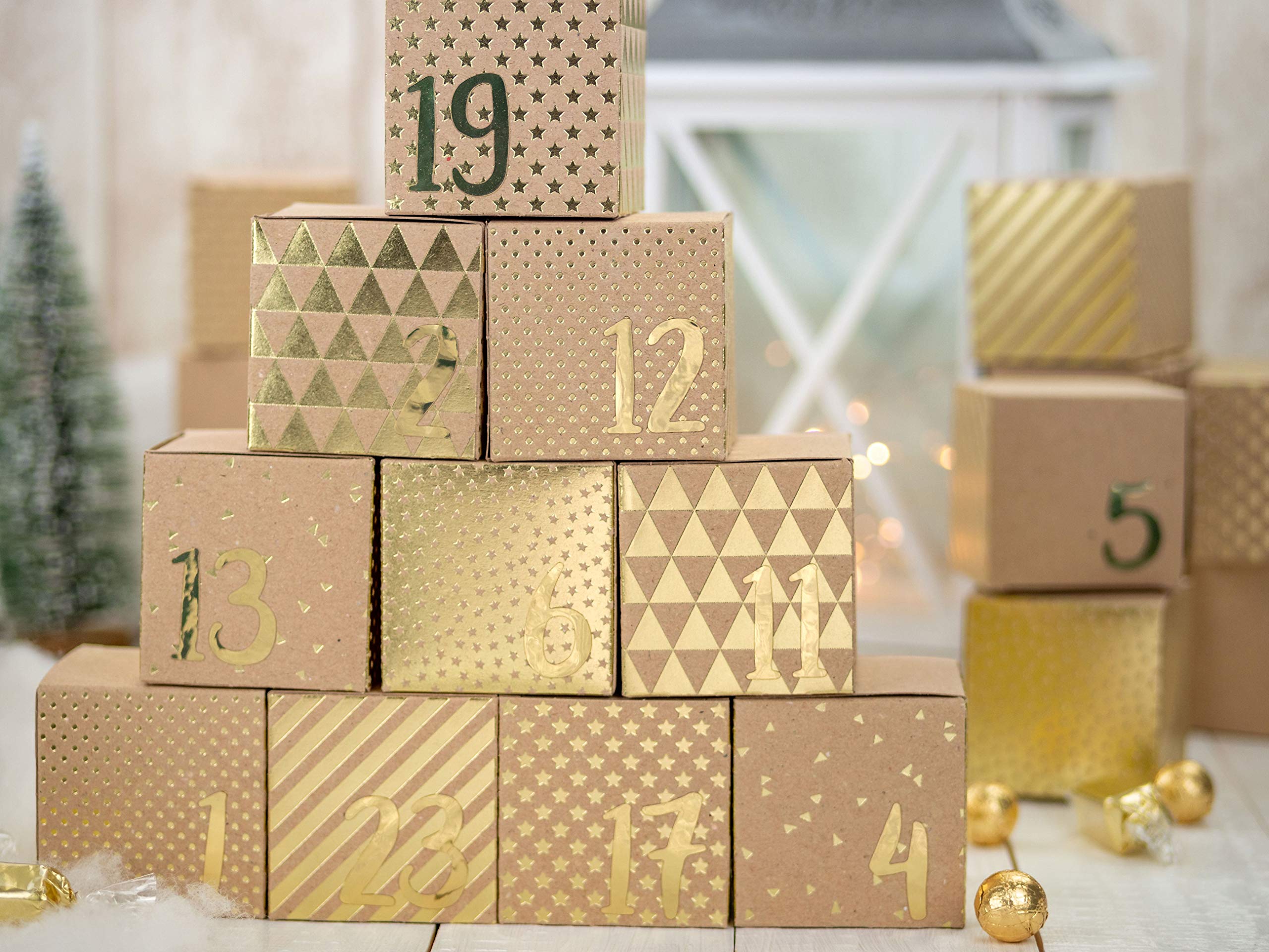 DIY Advent Calendar for Crafts and Filling House Set including Golden Number Stickers - Image 2