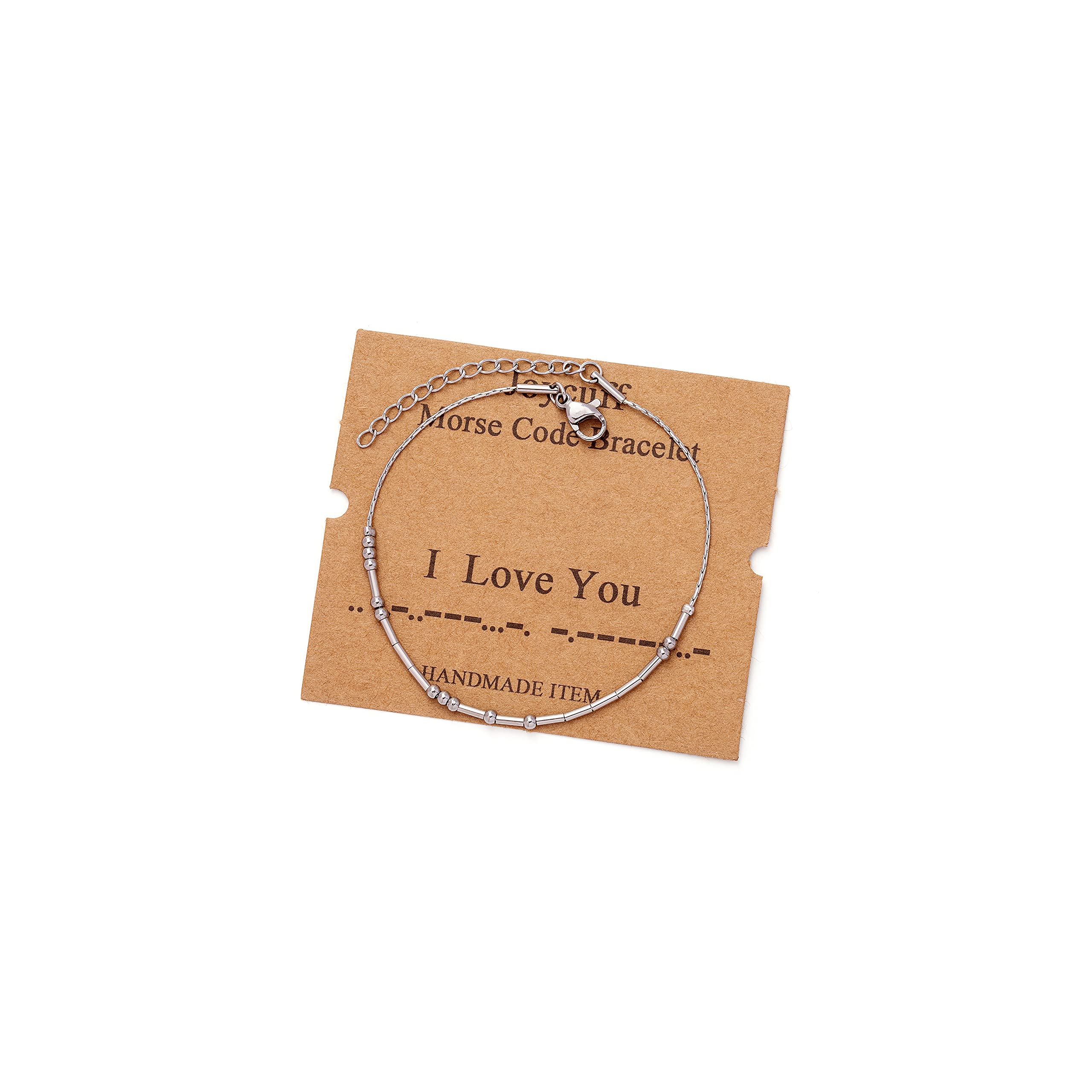 Morse Code Bracelets for Women, Gold Silver Stainless Steel Beads Bracelets