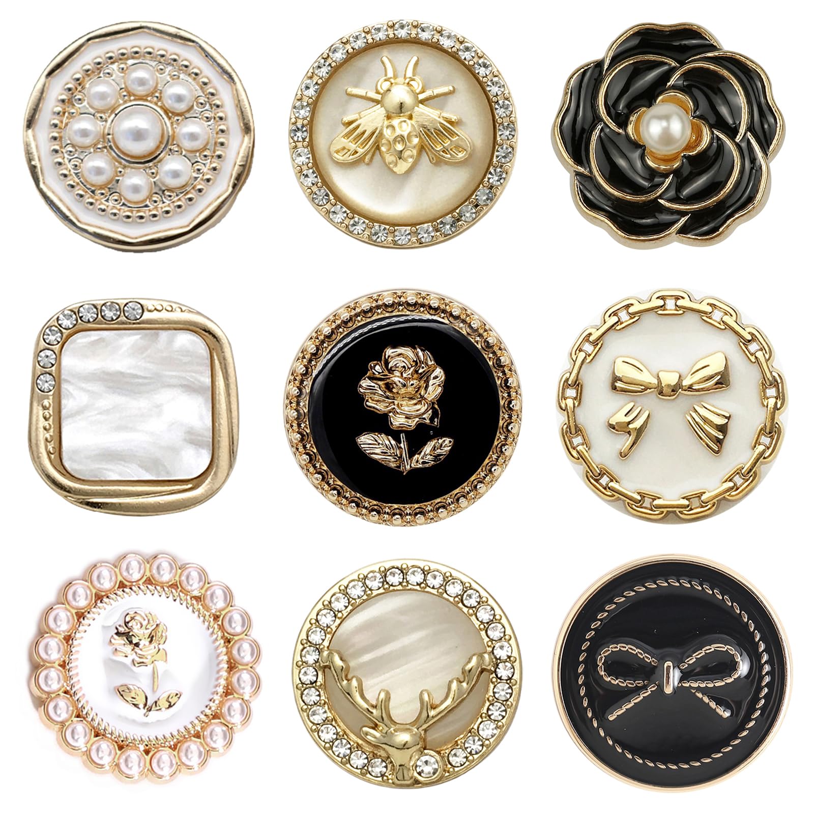 Set 9 Perline Con Strass A Fiore - Decorazioni Per Gioielli, Abiti E Fai Da Te