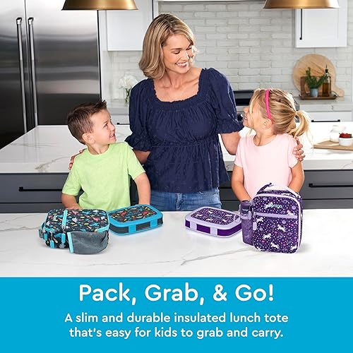 Miniatura 2 de Bentgo Bolsa de almuerzo aislada para niños, resistente al agua, reutilizable, ligera y duradera, con soporte para botella de agua y bolsillo