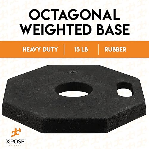 Miniatura 5 de Poste delineador de 44 pulgadas con base  3 unidades  Soporte de tráfico naranja con banda reflectante de 10 pulgadas  Base de goma octogonal de 13