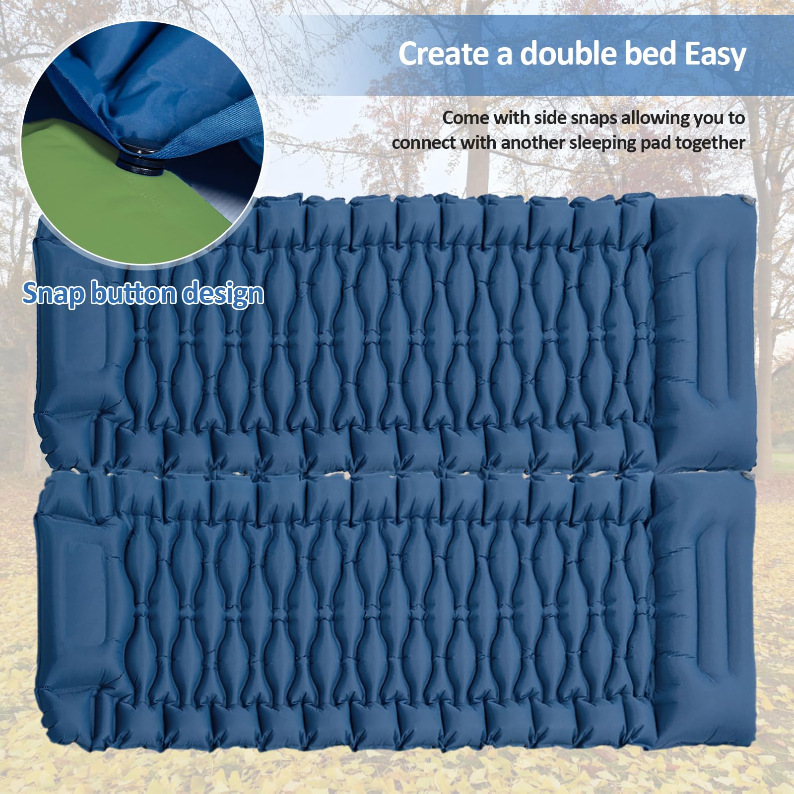 Matelas De Camping Autogonflant Double Face Avec Pompe à Pied Et Oreiller - 195x70x10cm