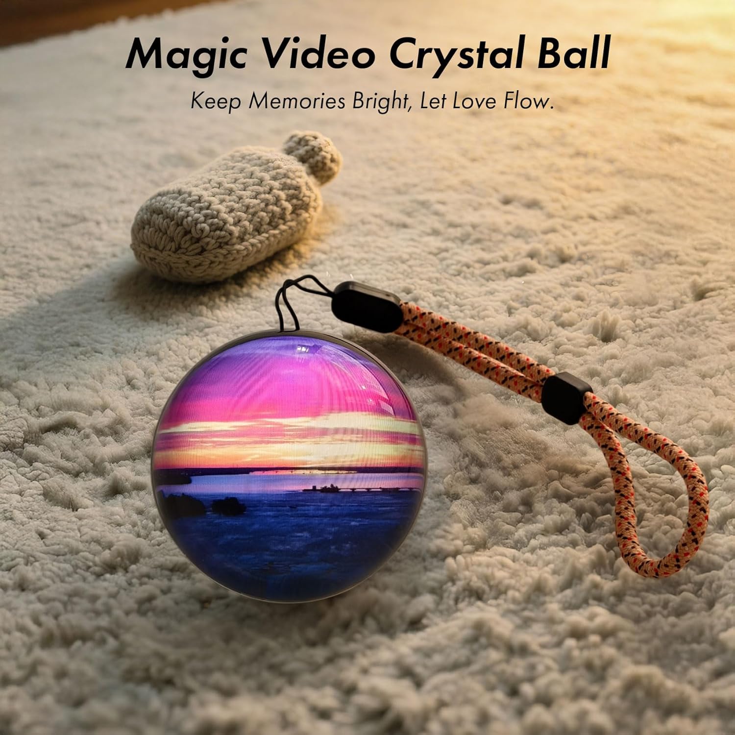 Crystal Ball Video Player, Memory Sphere Lamp with Sound, 2.7" 3D Memory Orb Digital Player, Personalized Valentines Day Gifts for Women, Wife, Men, Husband,(White)