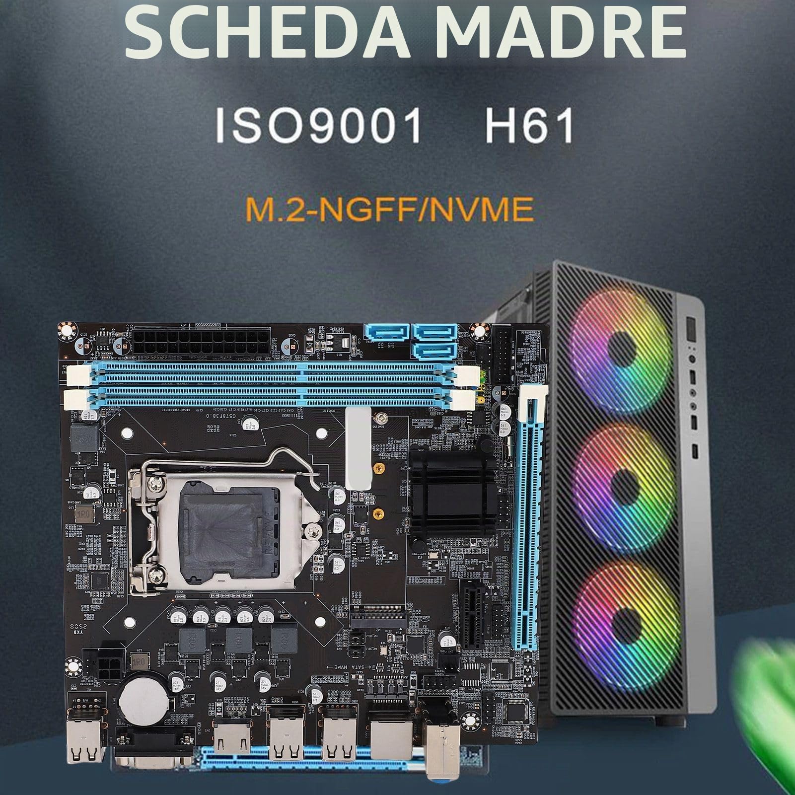 Scheda Madre H61 LGA1155 per Computer Desktop, DDR3 a Doppio Canale, M.2 NVMe NGFF, Scheda Madre M ATX Supporta Uscita VGA e HDMI