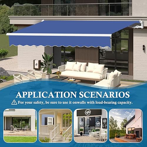 Miniatura 7 de VUYUYU - Toldo retráctil de 13,1 x 8,2 pies, para patio, refugio al aire libre con manivela y poliéster, resistente al agua, para patio, balcón,