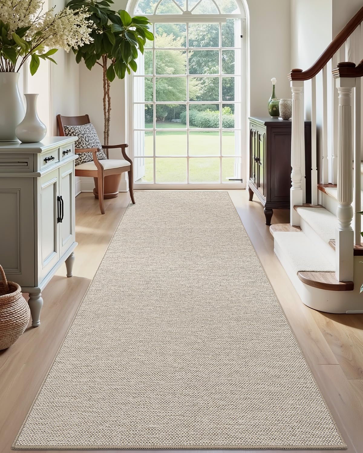 DEXI Hallway Runner, 2'x7' Washable Non Slip Rubber Backed Carpet, Absorbent Thin Long Entryway Runners for Kitchen, Laundry Room, Patio Entrance, BeigeOEKO-TEX STANDARD 100