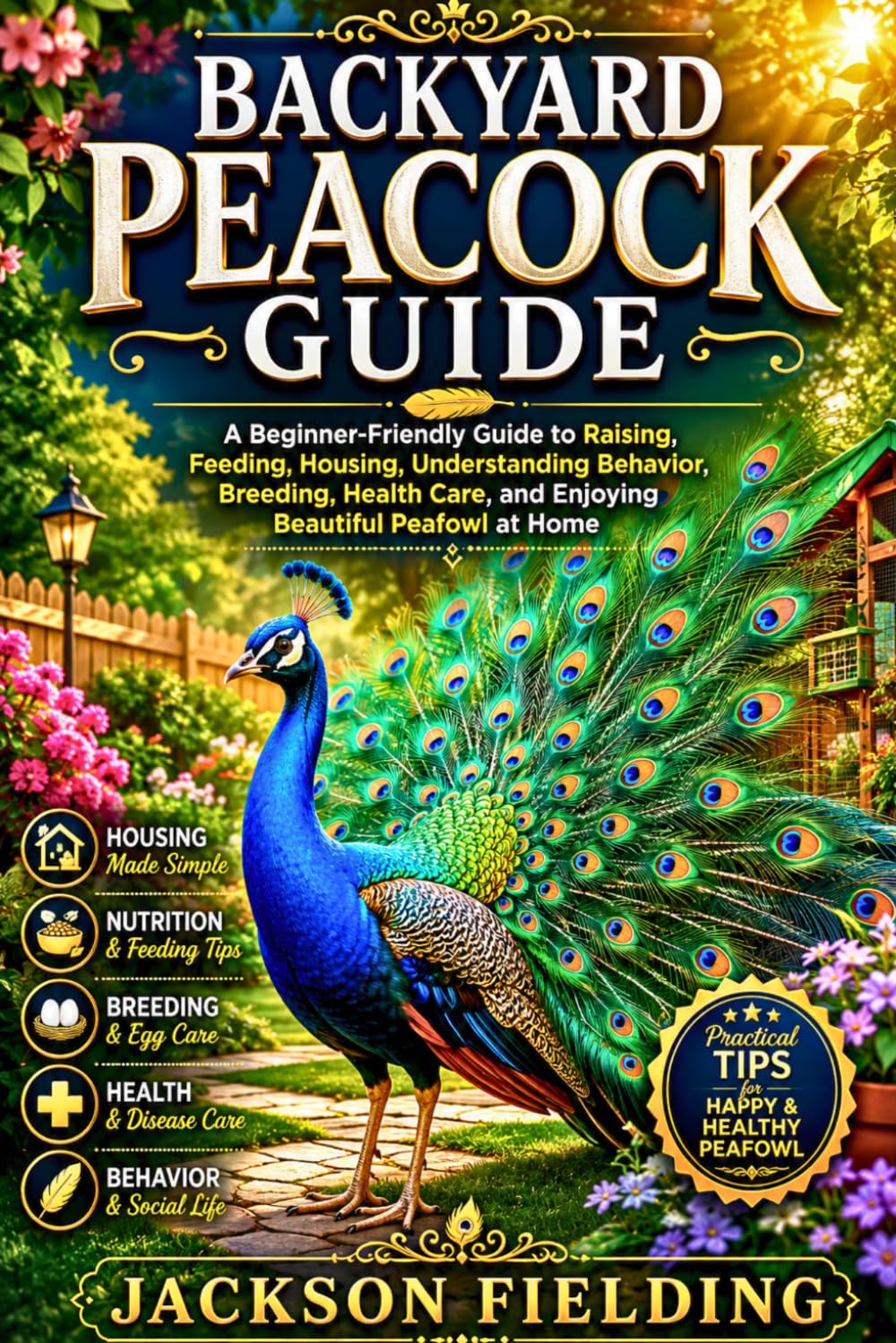 BACKYARD PEACOCK GUIDE: A Beginner-Friendly Guide to Raising, Feeding, Housing, Understanding Behavior, Breeding, Health Care, and Enjoying Beautiful Peafowl at Home