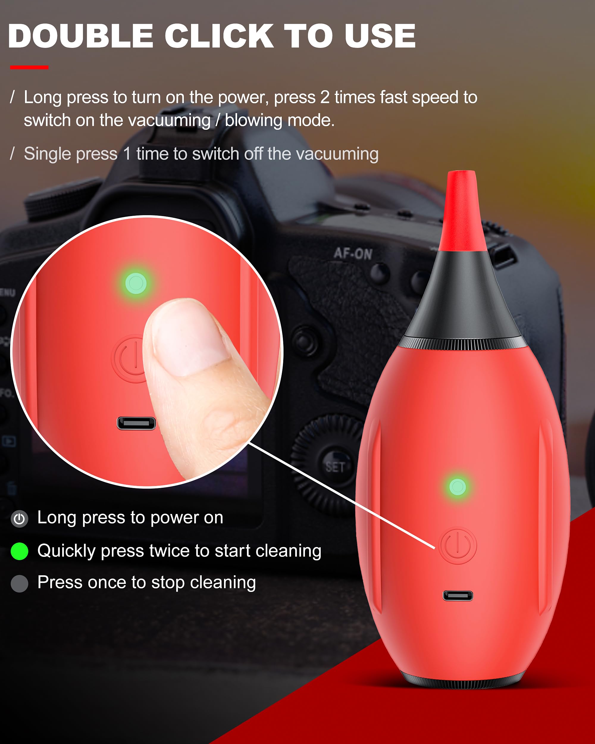 LYNCA Electronic Air Blower Portable Rechargeable,Electric Air Duster,Cordless Air Dusters,Compatible for Camera Lens - Image 2