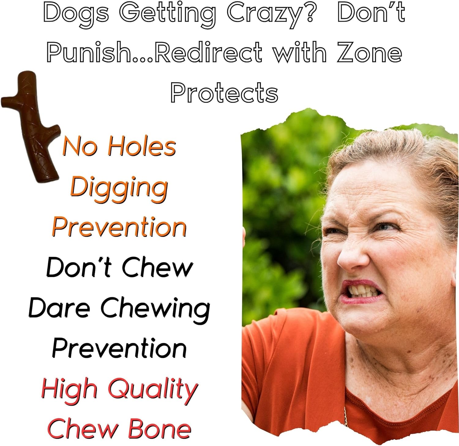 Bad Dog Training Bundle – No Holes Digging Prevention 32oz, Don't Chew Dare Chewing Deterrent 8oz, Redirect Training Chew Bone, Stops Chewing and Digging