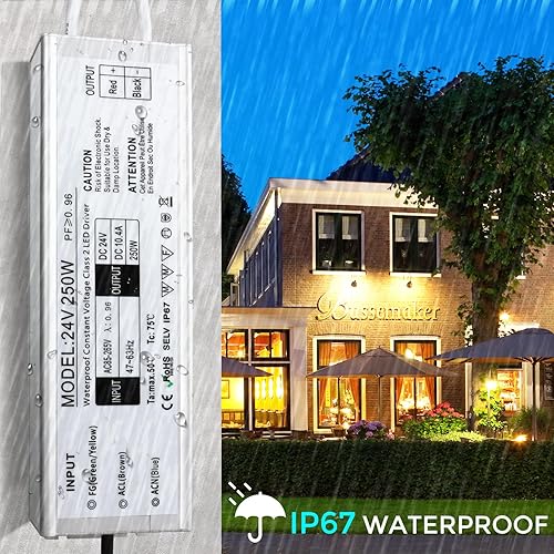 Vista 164 de Fuente de alimentación LED de 24 V 200 W, controlador LED IP67 impermeable, transformador de bajo voltaje de 110 V a CC de 24 voltios con enchufe