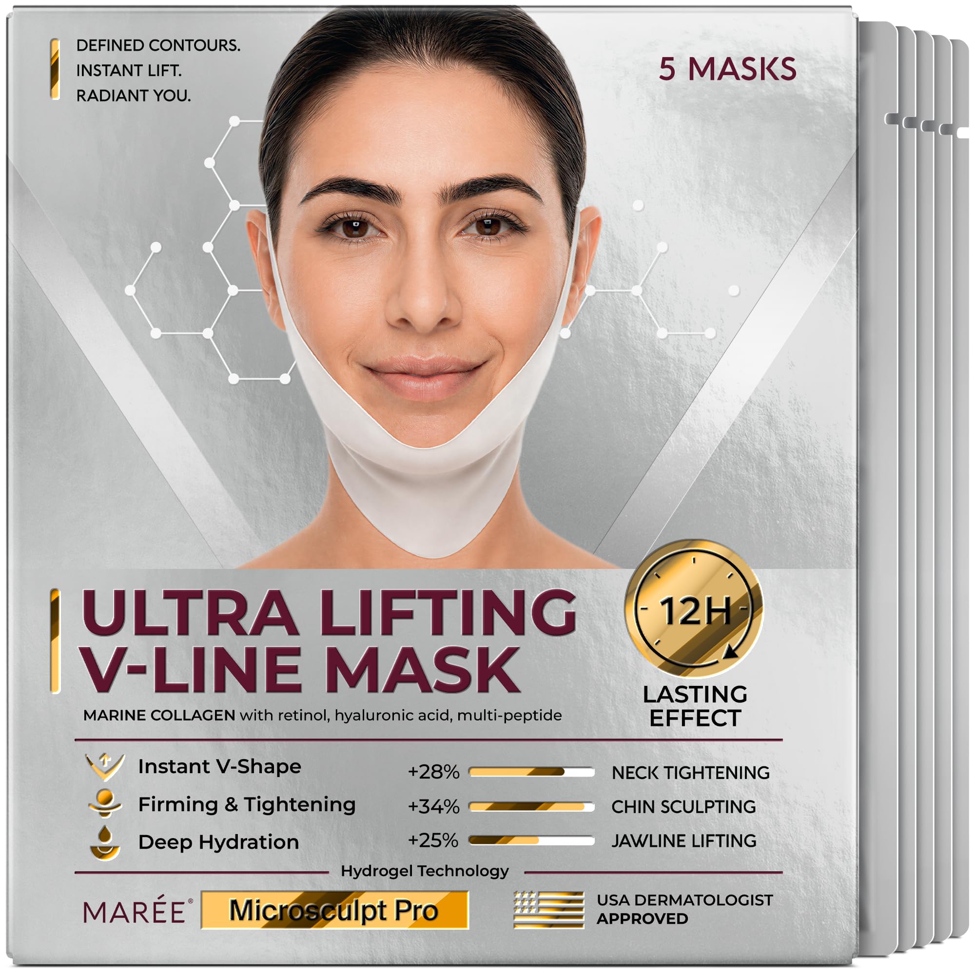 Microsculpt Ultra Lifting V Line Face Belt - Neck, Jaw & Double Chin Strap