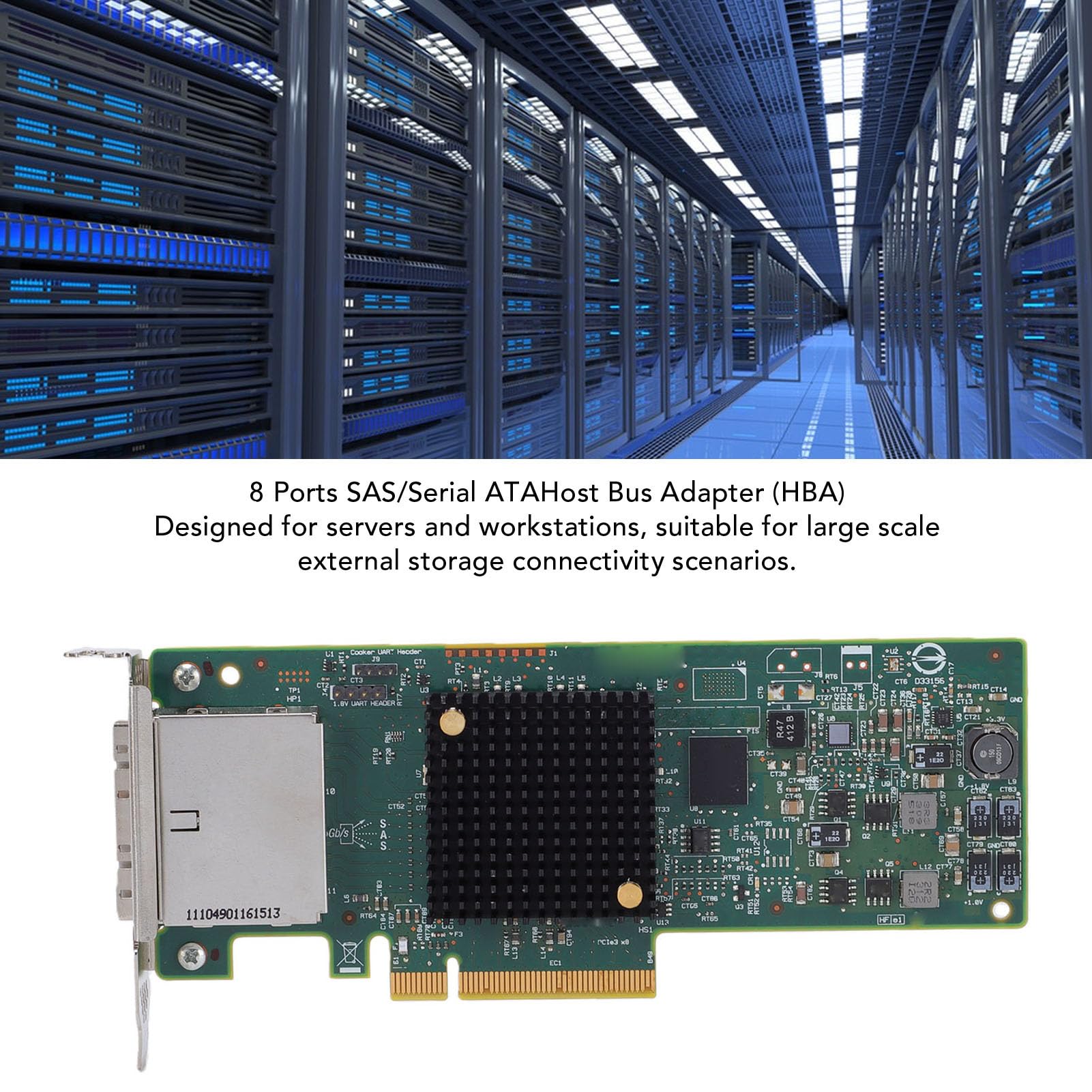 Jectse Adattatore Bus Host SAS 9207-8e 6 Gbps SAS 8 Porte Esterne PCIe 3.0 X8 per Espansione Archiviazione Server