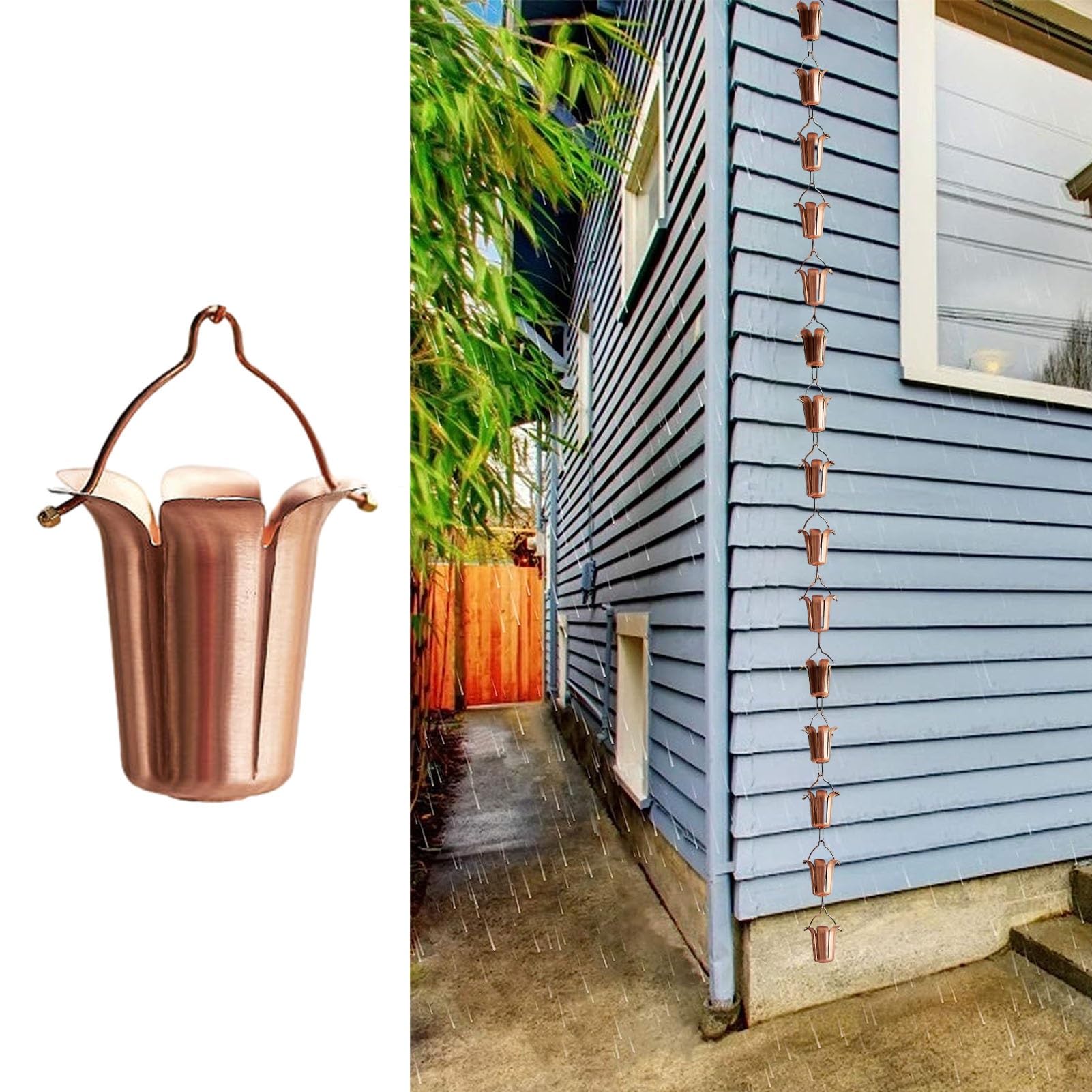 Chaîne de Pluie en cuivre Violet, résistante à la Rouille, pour descentes pluviales et gouttières, décoration de Jardin extérieur (Couleur : B, Taille : 2 m/6,5 pi)