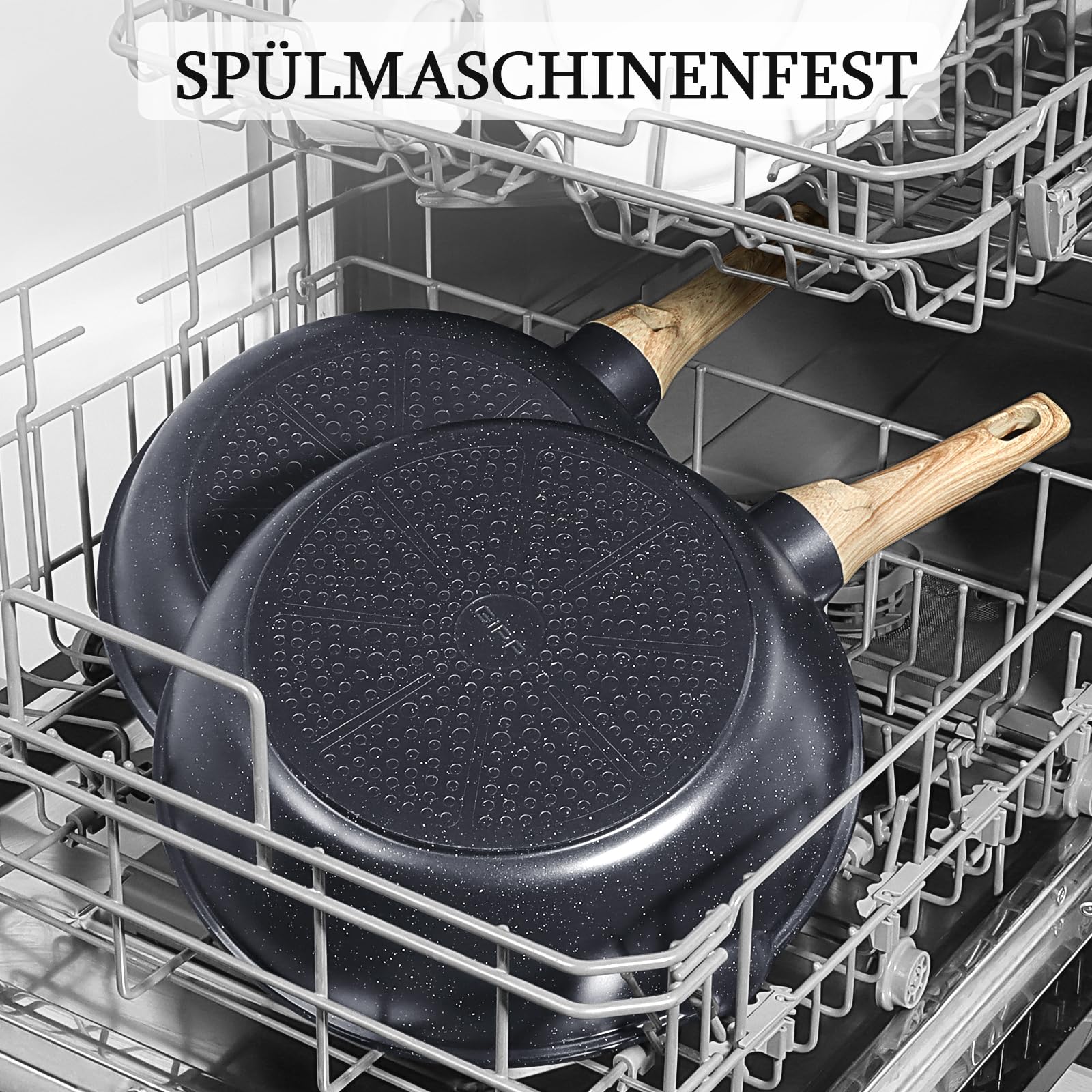 GiPP Schmorpfannen Bratpfannem 30cm Hoher Rand, Antihaft Wokpfanne mit Deckel, 5.1L Keramik-Antihaftbeschichtung 30cm Pfanne mit Deckel, PFOS/PFOA-frei, für alle Herdarten, Grau