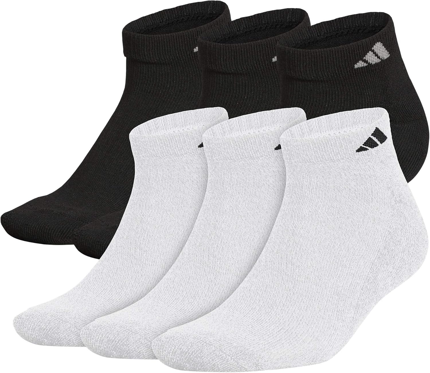 adidas Men's Athletic Cushioned 6-Pack Low Cut, White/Black Black/Aluminum 2, Large