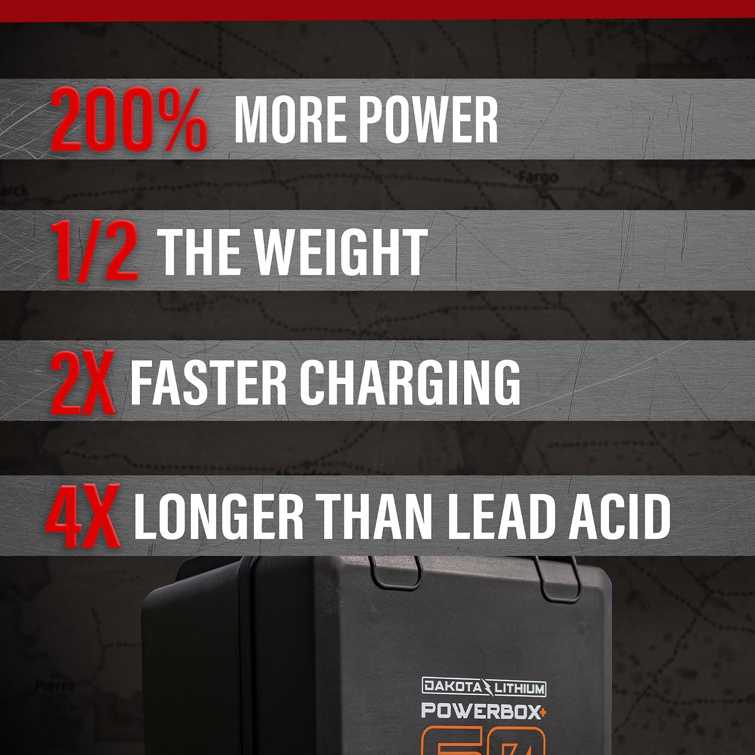 Dakota Lithium PowerBox+ 60 showing power output and charging capabilities