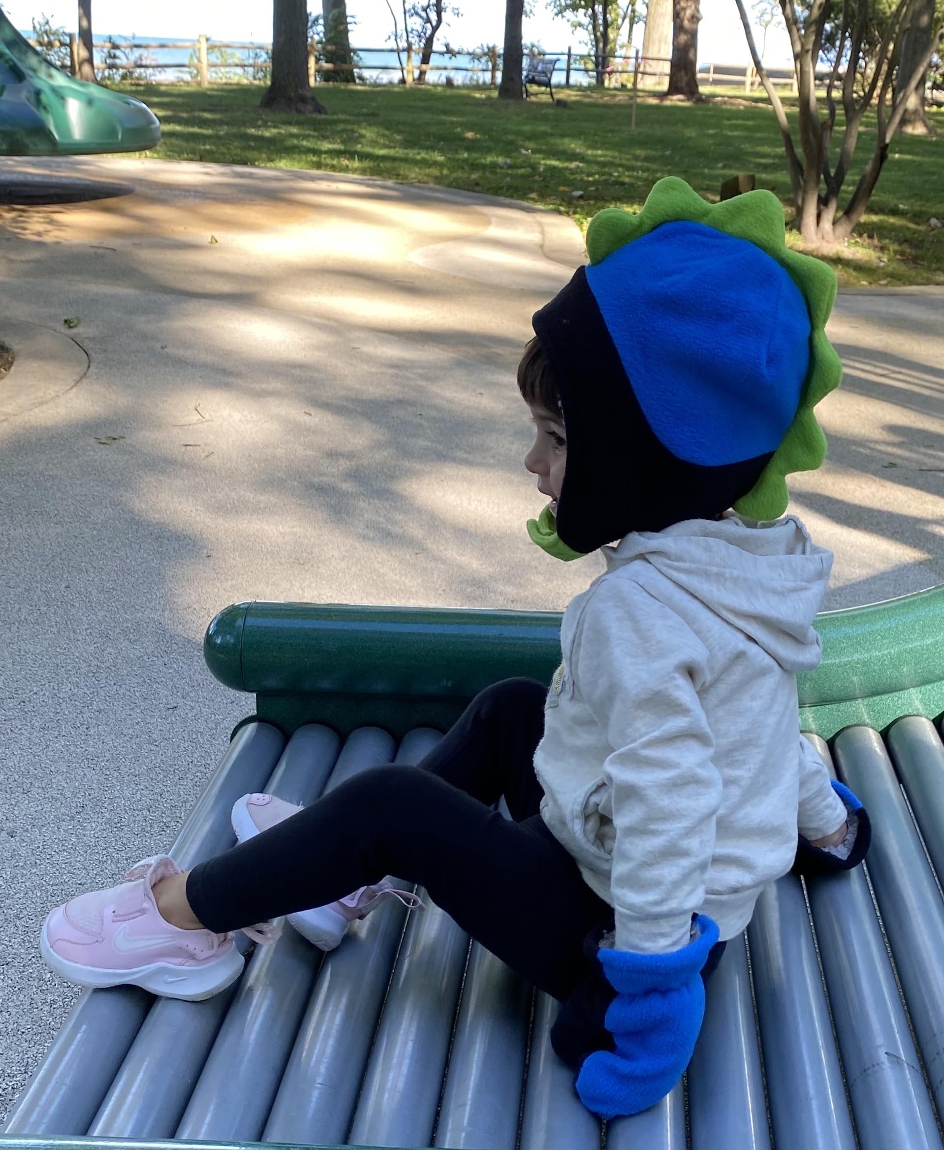 N'Ice Caps Boys Soft Sherpa Lined Micro Fleece Dino Hat and Mitten Set