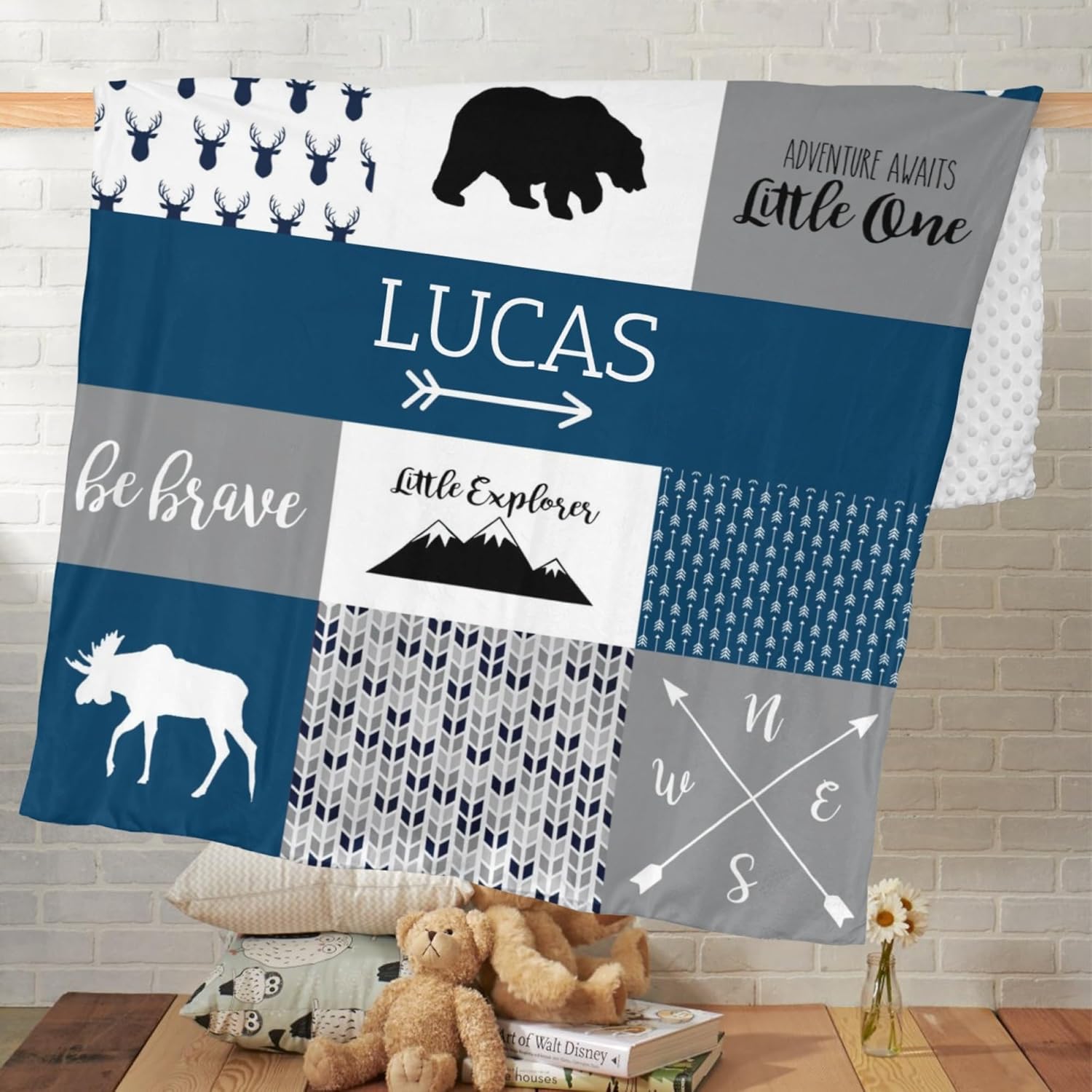 Personalized Baby Boy Gifts - Baby Blanket Customized with Name - Deer Baby Blanket - Woodland Nursery Décor - Personalized Baby Gifts - Image 9