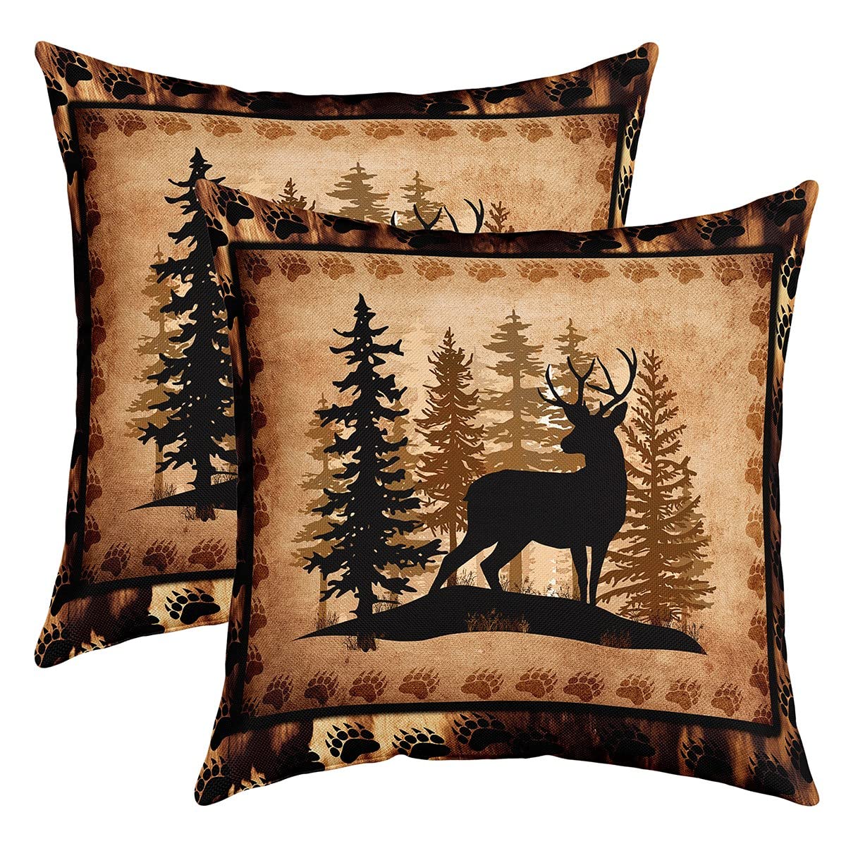 Loussiesd 45x45cm Sweet Deer Pillow Covers 2pcs Set Pillow Covers Soft for Girls Boys Children Deer Hunting Sofa Cushion Cover Exotic Style Brown Decorative Cushion โ image 1