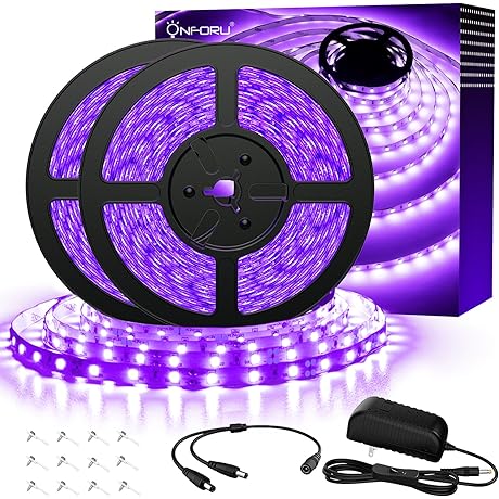 Onforu 32.8Ft Uv String Lights LED Black Light Strip Kit