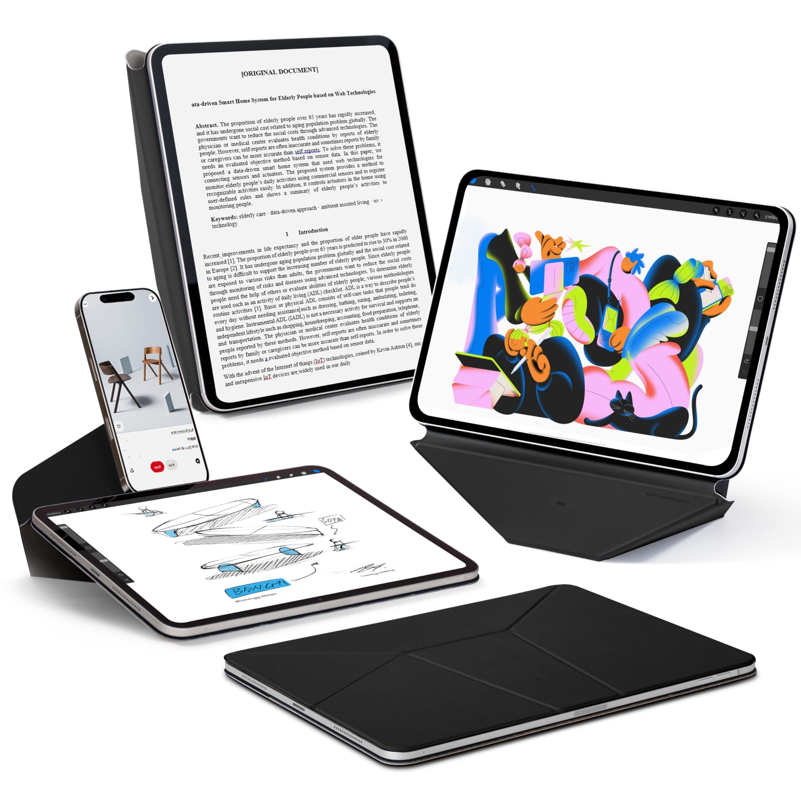 Photo 1 of MOFT Dynamic Folio Case for iPad Air 11" (M4 2026 / M3 2025 / M2 2024) & iPad Air 10.9-inch 5th 4th Generation 2022 2020, Slim Magnetic Stand Case with 20+ Viewing Angles, Jet Black