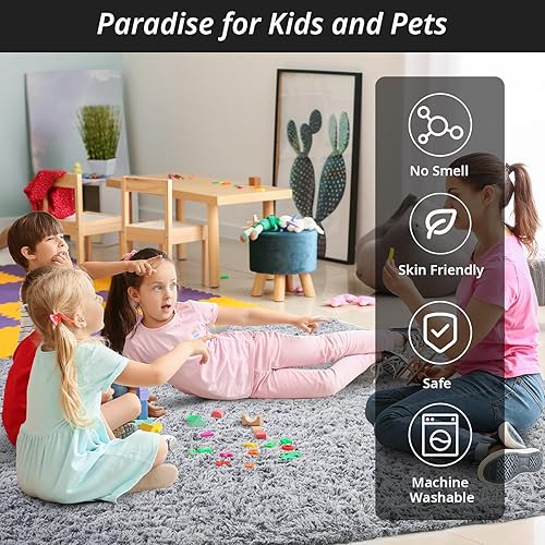 Miniatura 73 de HOMBYS Alfombra lanuda de 9 x 12 pies, alfombra de felpa ultra mullida de piel sintética grande para sala de estar, dormitorio, alfombra mullida