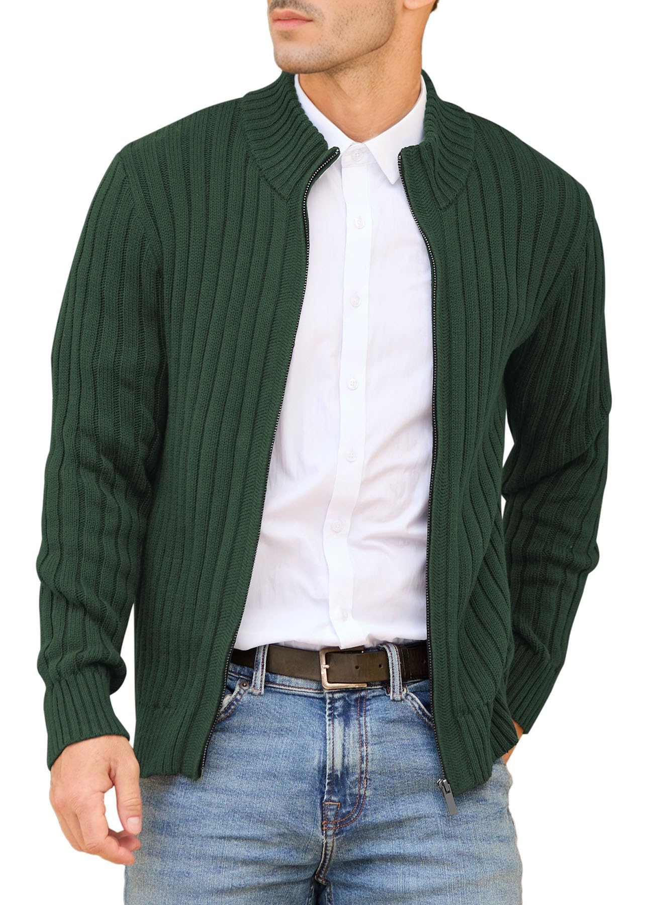 NITAGUT Herren Strickjacke Full Zip Stehkragen Langarm Baumwolle Casual Slim Fit Winter Pullover für Männer
