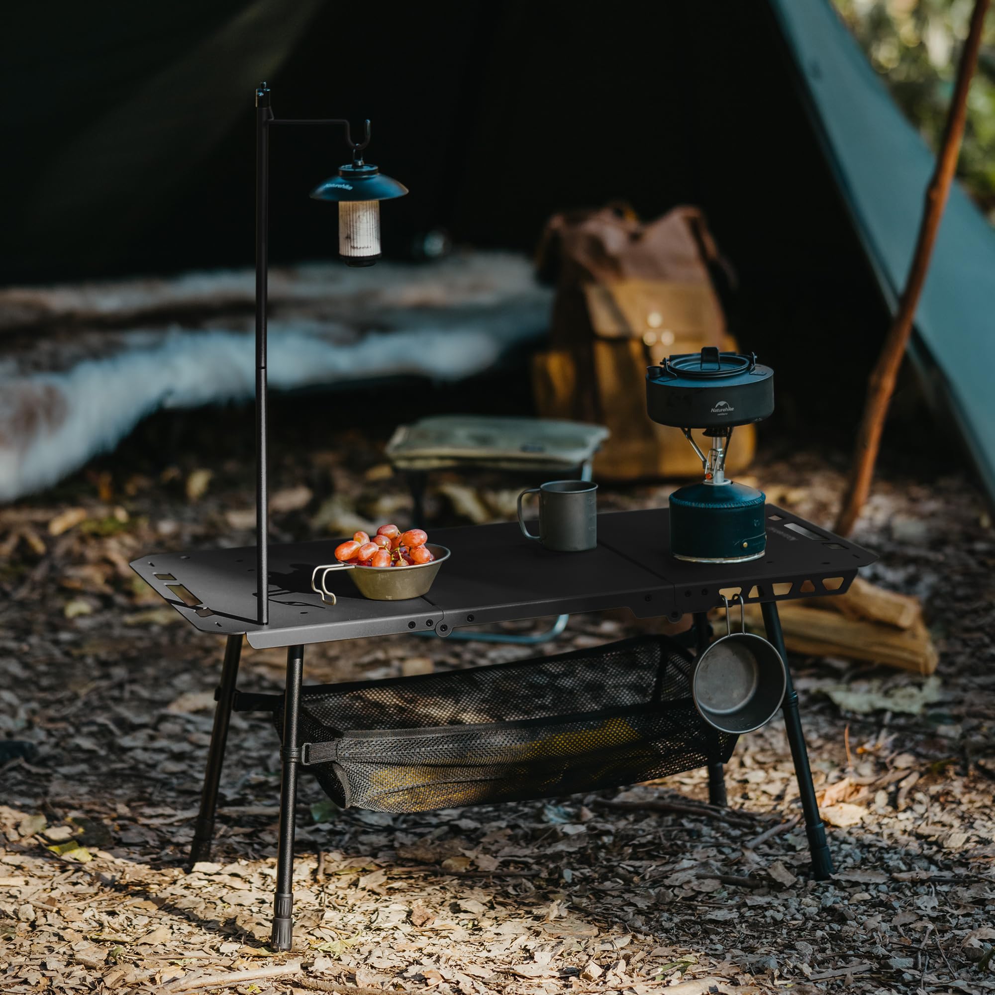 Naturehike Tavolo da campeggio con 3 scomparti pieghevoli, robusto tavolo tattico per casa, cucina, picnic ed esterni, pieghevole, ideale per campeggio e uso quotidiano
