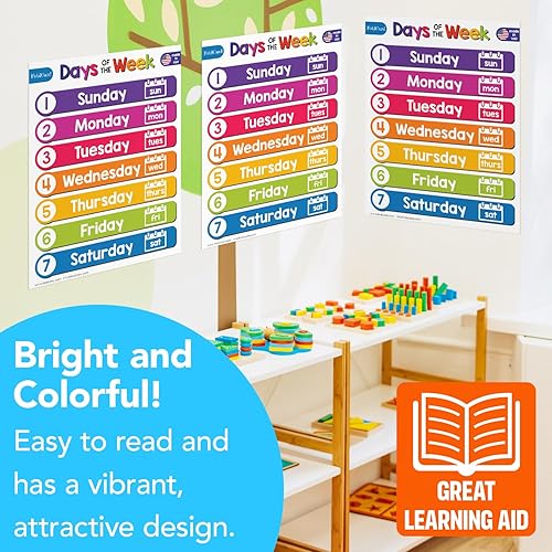 Miniatura 5 de Tabla de 7 días de la semana para niños de preescolar a grado 1  Decoración visual y de aprendizaje brillante y colorido para el aula o el hogar