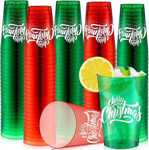 100 copas de vino desechables de Navidad de 12 onzas a granel, vasos de plástico transparente para champán, vasos para Navidad, bodas, fiestas,
