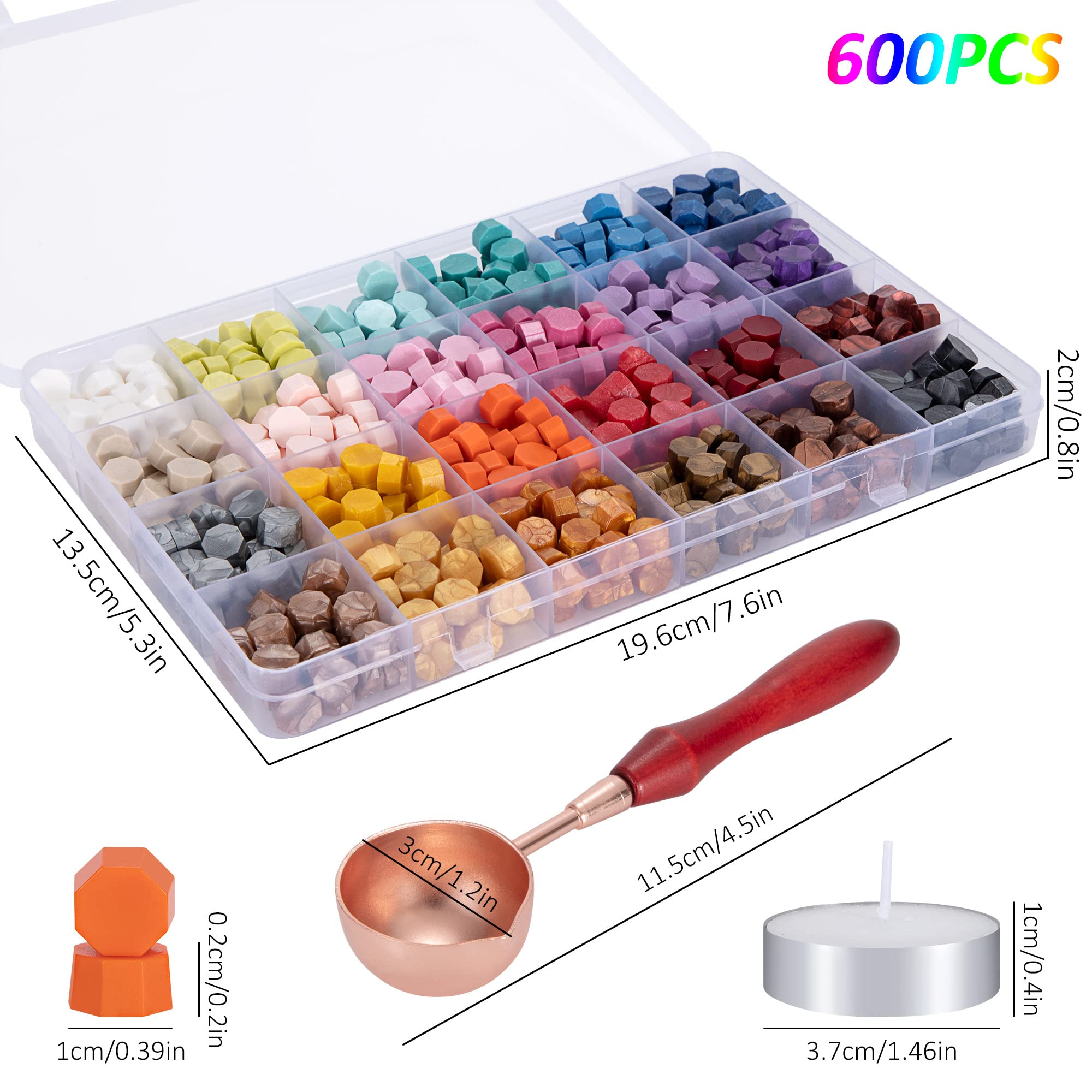 Perles de Cire à Cacheter 200 Pièces ,10 Couleurs Sceaux de Cire Octogonaux pour Rétro Cachetage de Timbres,Enveloppes, Invitations de Mariage,Emballage de Cadeaux