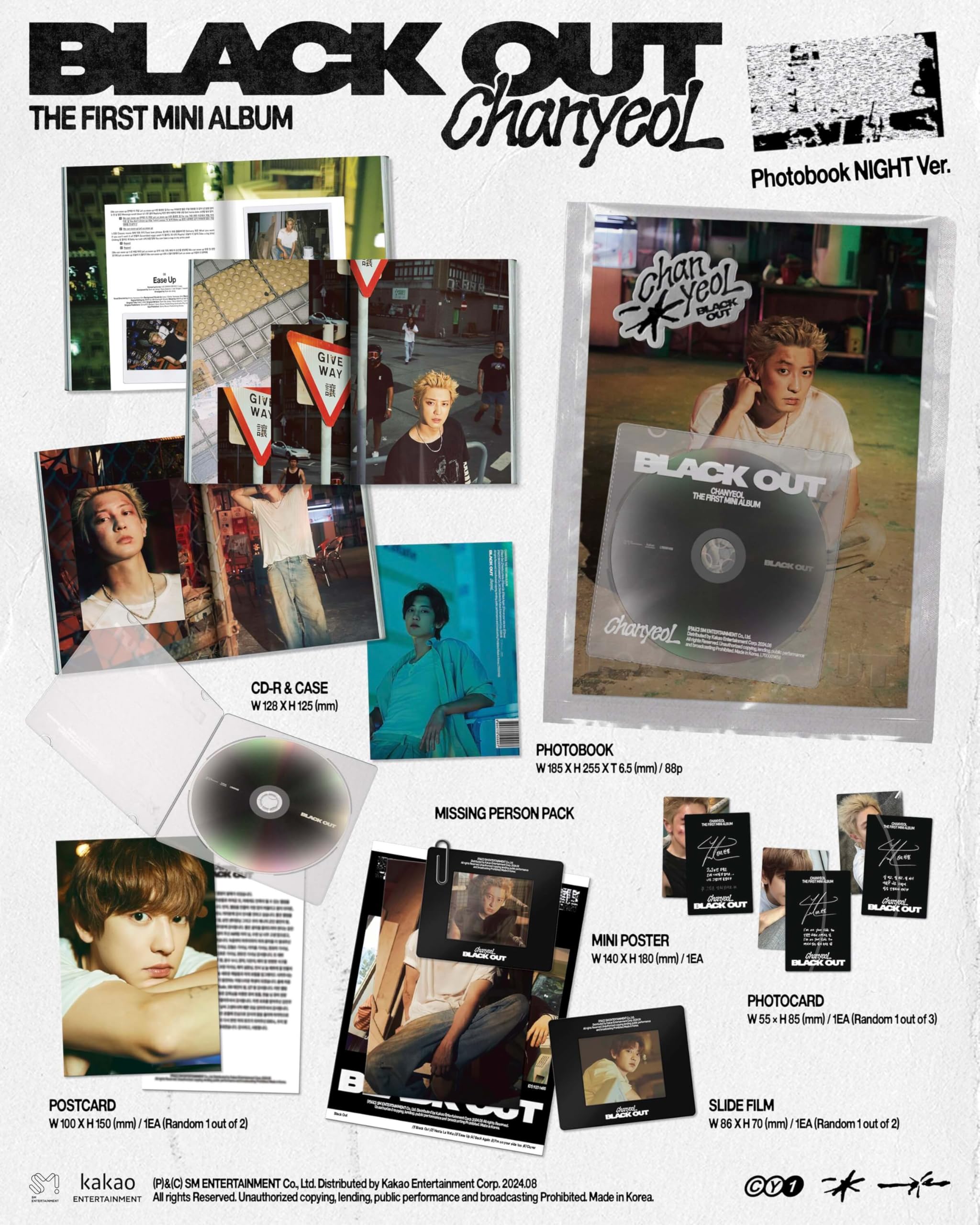 Black Out CHANYEOL (EXO) Album [Day + Night (2 Normal ver.) Full Album Set]+Pre Order Benefits+BolsVos K-POP Inspired Freebies (1st Mini Album)