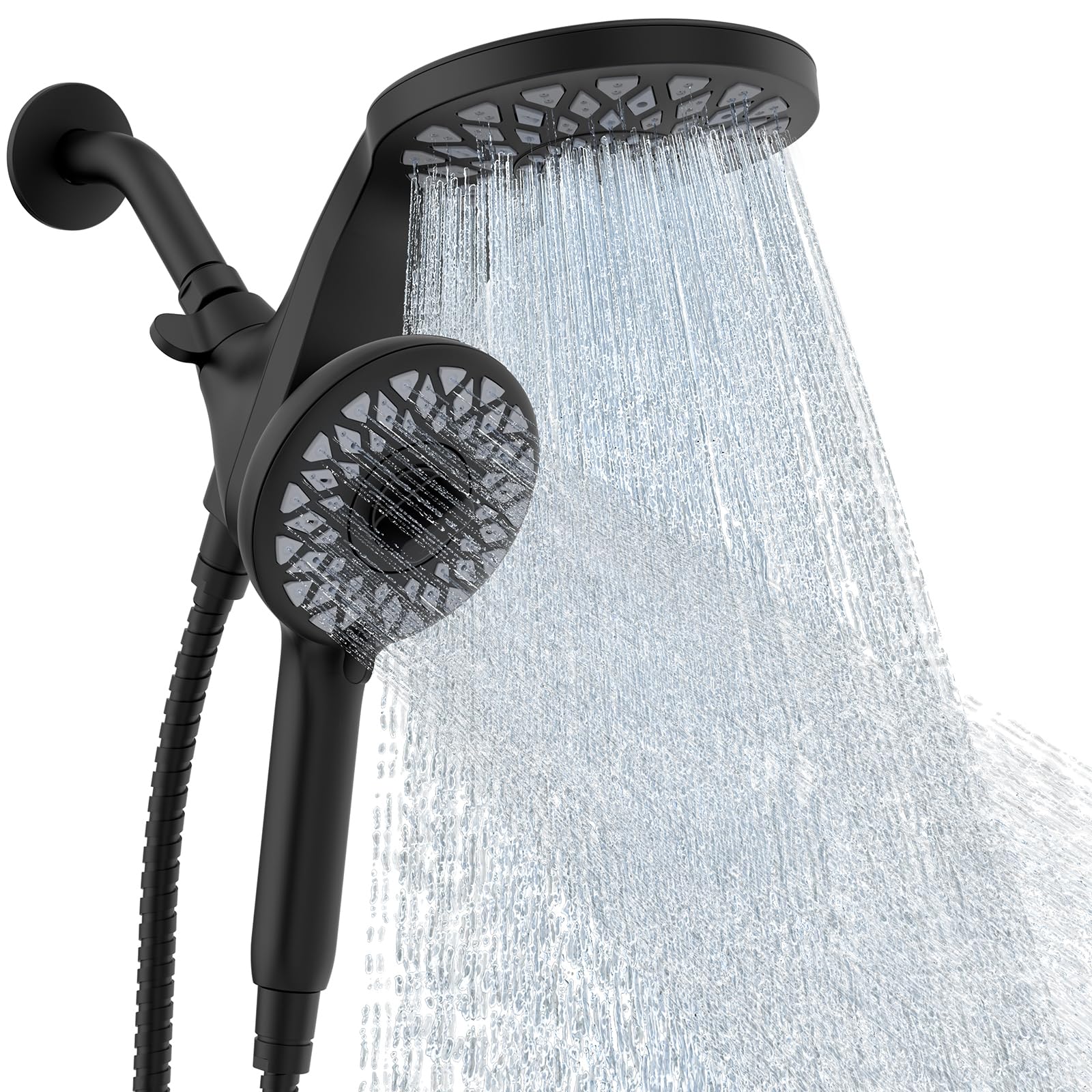 High Pressure Shower Head with Handheld : Rain Shower Head with 10 Sprays Modes - Dual Showerhead with Upgrade Knob Spray Mode Selector and Magnetic Guidance Docking System